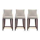 Manhattan Comfort - Shubert tabouret de comptoir moderne en similicuir 22,64" rembourré - gris clair - lot de 3-Tabouret de comptoir moderne avec dossier parfait pour une utilisation au comptoir et dans la cuisine. Ensemble de 3