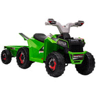 Aosom Kids 6V Battery Powered Ride-on ATV with Back Trailer - Green-Back trailer for storing toys 