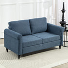 HOMCOM Loveseat Sofa with Curved Armrests - Dark Blue-Rolled arms and gourd-shaped legs exude timeless charm