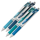 Pentel - EnerGel Rétractable Stylo à Encre Gel - 0,7mm - Pointe en Métal - Encre Bleu Froid - Couleurs Assorties - Paquet de 4-Prise caoutchoutée permet un grand confort d’écriture et un meilleur contrôle
