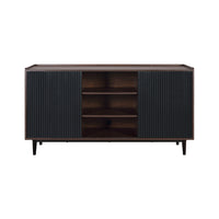 Manhattan Comfort Duane 59.05" Mid-Century Modern Sideboard - Dark Brown and Black-Mid-Century Modern Sideboard and Buffet Stand for Dining Room and Living Room Use