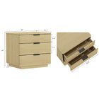 Manhattan Comfort Payton 26" Modern Nightstand - Natural Oak/Black-Horizontal Glam Drawer Handles Made of Metal with a Choice of Black or Gold Finish