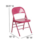 Flash Furniture – Chaise pliante en métal HERCULES COLORBURST à double pivot et triple renfort, fuchsia vif (HF3-FUCHSIA-GG)-Composants en acier riveté