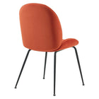 Modway - Scoop Jambe en acier revêtu de poudre noire Performance Velvet Chaises de salle à manger Ensemble de 2 - Orange-Assemblée requise