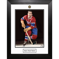 Maurice Richard Photo with Alumni Coin - Framed Print - 27" x 35"-Premium print framed