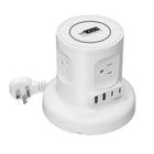 Uncaged Ergonomics Wireless Retractable Power Strip with Auto Cord Management & Wireless Charger - White-9-in-1 Power Hub: 4 AC outlets, 2 USB-A ports, 2 USB-C PD fast charging ports (20W), plus a 15W wireless charging pad