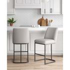 Manhattan Comfort - Serena tabouret de comptoir moderne 17,71" en similicuir rembourré - gris clair - lot de 2-Cadre en métal avec finition noire mate