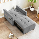 HOMCOM - Fauteuil-lit convertible 3-en-1 avec ports USB - dossier réglable - poche latérale pour salon - gris-Matériau : panneau multicouche, mousse, velours (100 % polyester), métal  
