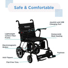 Journey Air Elite Lightweight Folding Power Chair - Black-Provides up to 10 miles of driving range on a single charge