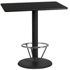 Flash Furniture Dessus de table rectangulaire de 24 po x 42 po en stratifié noir avec anneau de pied-Table d'hospitalité à hauteur de bar