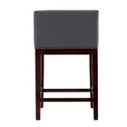 Manhattan Comfort - Kingsley tabouret de comptoir 21" style milieu du siècle moderne, revêtement en similicuir gris et noyer foncé-Comprend un repose-pieds en métal doré