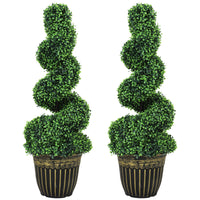 HOMCOM 36" Artificial Topiary Spiral Boxwood Trees in Pot - Green - 2 Pack-Set of two. Beautiful spiral boxwood trees design plant 