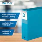 Davis Group Premium Economy Binder - Round Ring - 3" - Turquoise Blue - 6 Pack-Round Ring, Non-Locking