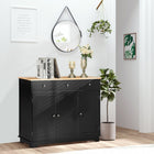 HOMCOM 39.8" L Sideboard Buffet Cabinet with Storage - Black-Three-level adjustable shelves meet various storage needs