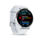 Garmin - Venu 3 - 45mm Lunette Silver en acier inoxydable avec boîtier blanc et bracelet en silicone blanc-Connaissez mieux votre corps grâce à des fonctionnalités étendues de surveillance de la santé, notamment la fréquence cardiaque au poignet, le rapport du matin, l'âge de forme physique, le suivi du stress, le suivi du cycle menstruel et de la grossesse, la méditation et bien plus encore