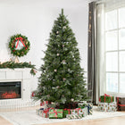 HOMCOM 7' Snow-Flocked Artificial Christmas Pine Tree with Pinecones - Green-Pinecones for decoration 