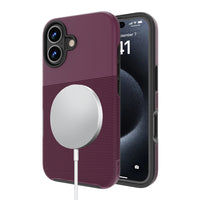 AXS PROTech Plus MagSafe Compatible Sleek Dual-layered Anti-Shock Case for Apple iPhone 16 - Sangria-Drop resistant up to 10 feet