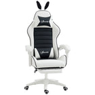 HOMCOM Reclining Gamer Chair with Footrest - Black-Cat bunny ears add a cute fun and playful touch