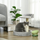 PawHut - Arbre à chat 17 po, tour pour chat avec poteau à griffer en sisal - gris clair-Poteaux à griffer intégrés pour que les animaux aiguisent leurs griffes 