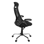 Monarch Specialties 7268 High-Back Executive Office Chair - Black Mesh/Chrome-Ergonomically designed, curved backrest that is tall and wide provides superior support, while the headrest, flip-up armrests, and an exceptionally thick, wide, and deep seat are all generously padded to deliver maximum comfort.