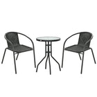 Outsunny 3-Pieces Wicker Patio Furniture Set - Black-Made of steel frame with a powder-coated finish, wrapped in weather-resistant PE rattan 

