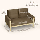 HOMCOM - Canapé 53 po loveseat avec pieds en bois massif - brun-La largeur compacte de 52,8 po/134 cm convient parfaitement aux petits appartements 