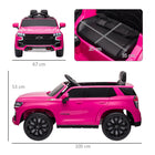 Aosom 12V Chevrolet Tahoe Kids Ride-On Car - Pink-12V 7Ah battery delivers up to 50 minutes of ride time on a full charge 