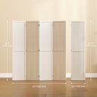 HOMCOM 4-Panel Freestanding Room Divider with Pegboard Panel for Indoor Bedroom - White-Solid paulownia wood with a distressed rustic finish for solidness and a rustic feeling 
