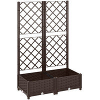 Outsunny - jardinière surélevée en plastique 32 po L x 16 po l x 48 po H avec treillis-Le treillis soutient les plantes grimpantes pour une croissance verticale
