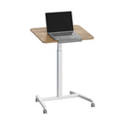 Seville Classics 25.6" W airLIFT Pneumatic Tilting Mobile Desk Cart - Natural Wood-The tabletop is constructed of a sturdy laminated MDF and is supported by a solid steel frame