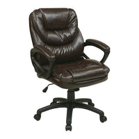 Fauteuils de direction Worksmart en similicuir à dossier moyen, en similicuir chocolat-Siège et dossier en similicuir avec support lombaire