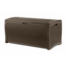 Suncast - Coffre de terrasse en résine tressée 73 gal - Java-La construction en résine toutes saisons offre une résistance à l’eau et une protection contre les rayons UV.