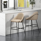 Manhattan Comfort - Gracie tabouret de bar moderne 22" en similicuir rembourré - beige et noir - lot de 2-Le cadre et les pieds sont dotés d’un choix d’acier noir entièrement soudé ou d’acier inoxydable doré