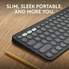 Logitech Pebble Keys 2 K380s Multi-Device Bluetooth Wireless Keyboard with Customizable Shortcuts - Slim - Portable - Graphite-Never Made Ordinary, Made to go places: the Pebble Keys 2 K380s keyboard is slim, compact, portable and made with recycled plastic 
