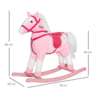 Qaba Plush Pony Kid Rocking Horse with Realistic Sound - Light Pink-Soft seat allows for hours of fun 