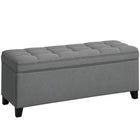 HOMCOM - Banc-coffre de rangement en lin 47 po - gris foncé-Espace de rangement de 29,6 gal avec doubles charnières pour un accès facile 