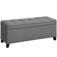HOMCOM - Banc-coffre de rangement en lin 47 po - gris foncé-Espace de rangement de 29,6 gal avec doubles charnières pour un accès facile 