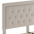 Flash Furniture - Lit plateforme Roxbury très grand touffeté en tissu beige-Pied central en métal
