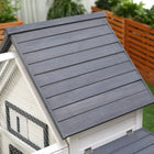 PawHut 65" Wooden Hen House with Run Box - Grey-Removable bottom sliding tray for easy cleaning 