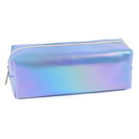 Fashion Stationery Iridescent Denim Pencil Case  - 8.27" L x 2.76" W x 2.95" H - Lilac-Ideal for holding pens, pencils and small accessories