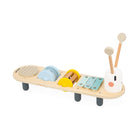 Janod Sweet Cocoon Caterpillar Music Stand-Includes maracas, xylophone, scratcher, and removable rattles.