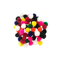 DBLG Import Pom Poms - 1/2" - Assorted Colours - 100 Pack-Vibrant assortment of eight colours
