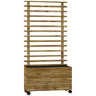 Outsunny - jardinière en bois avec treillis - bois naturel-Bac à plantes de 29,9 po x 11,8 po (76 x 30 cm) avec sac intérieur en tissu

