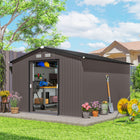 Outsunny 9' x 11' Garden Storage Shed with Foundation Kit-Double sliding doors for easy access
