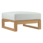 Modway Upland Outdoor Patio Teak Ottoman - Natural/White-Modern outdoor teak ottoman