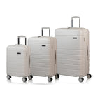 Champs Linen 3-Piece Luggage Set - Ivory-Expansion on 24" and 28"