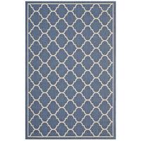 Modway Avena Moroccan Quatrefoil Trellis Indoor/Outdoor Area Rug - 5 ft W x 8 ft L - Blue/Beige-Moroccan Quatrefoil Trellis Area Rug
