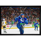 Andrei Kuzmenko Canucks Celebrating - Framed Canvas - 31" x 22"-Premium canvas print with gallery-wrapped edges