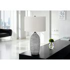 Monarch Specialties 27" H Table Lamp - Grey Resin / Ivory / Cream Shade-This lamp features a 3-way rotary switch holding a single bulb (not included) for a maximum output of 100W/120V, allowing you to customize the lighting ambiance in your space