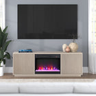 Hudson&Canal - Meuble TV Hanson avec foyer en cristal de 26 pouces pour téléviseurs jusqu'à 75 pouces - Blanc aulne-Fabriqué à partir de matériaux MDF robustes dans une finition aspect bois blanc aulne